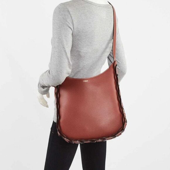 Chloe Sepia Brown Grained Leather Medium Darryl Hobo Bag - Picture 2 of 12
